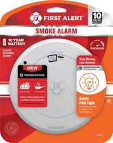 First Alert 1046747 Smoke Alarm with Safety Path Light, Photoelectric Sensor, White
